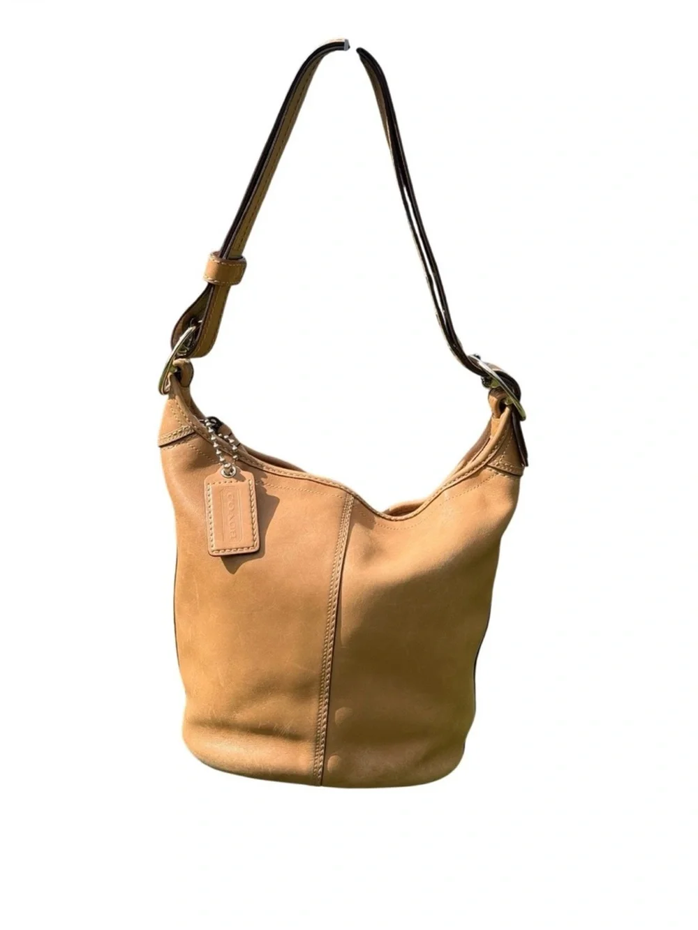 Coach Bleecker F13358 Tan Leather Bucket Hobo Shoulder Bag